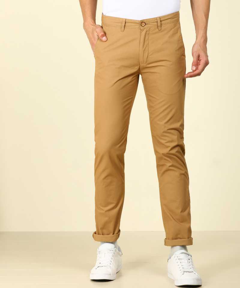 Brown solid mid-rise formal trousers