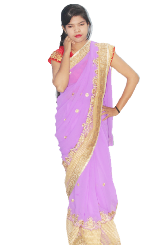 Net and Gargette half & half saree