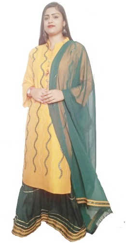 Semi Stitched Rayon Kurta Fabric Embroidered  