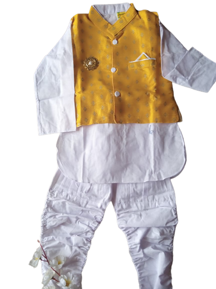 Boys Festive & Party Ethnic Jacket Kurta and Legging Set 