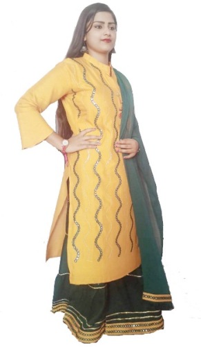 Semi Stitched Rayon Kurta Fabric Embroidered  