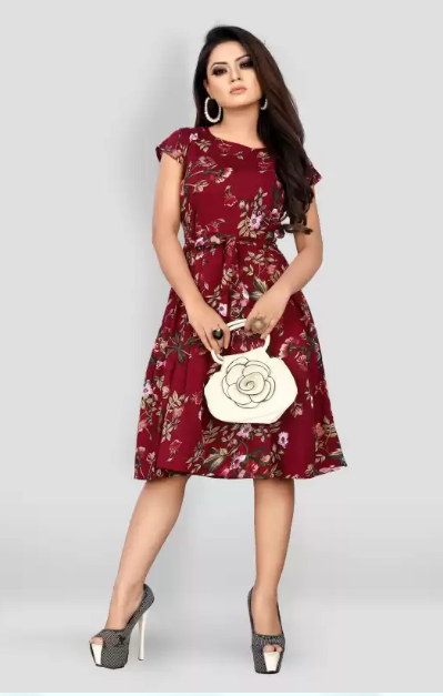 Women A-line Maroon Dress