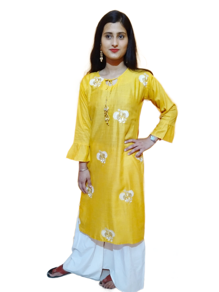 Women Reyon Kurta And Sharara Set 