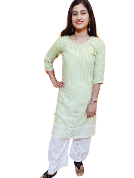 Women’s Kurta and Palazzo Set With Thread Work