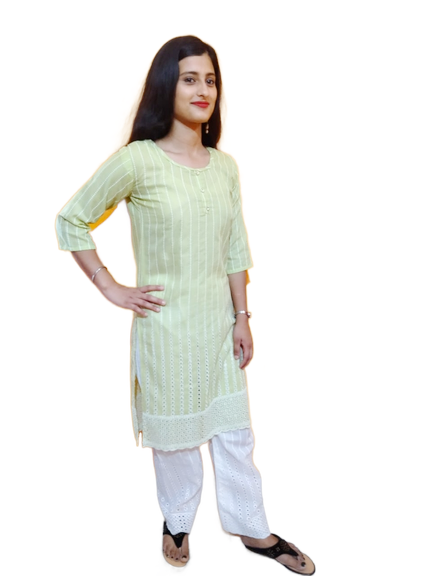 Women’s Kurta and Palazzo Set With Chikarnkari Work