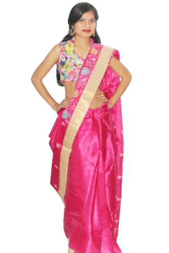 Women embroidered saree and printed Border