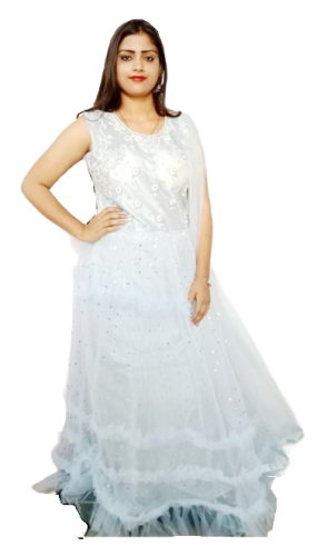 Trending Look Gown For Women’s Stone & Mirror Work