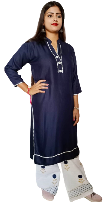 Women Rayon Kurta & Palazzo Set