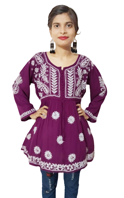 Reyon Chikankari Short Kurti