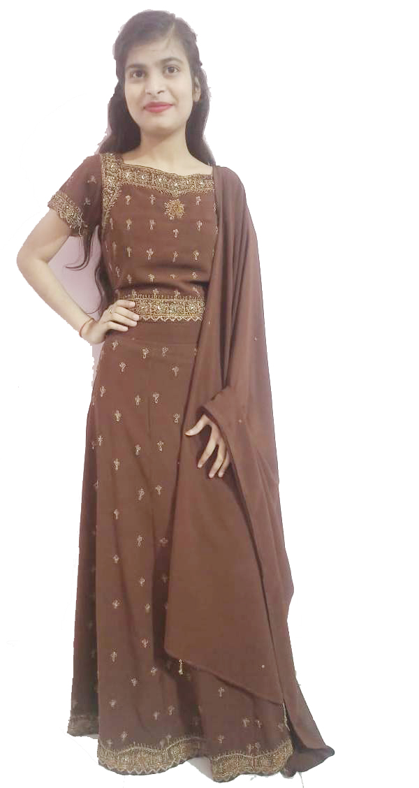 Women Stylist Brown Lahnga Choli