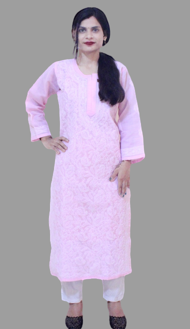 Lucknowi Chikenkari  Front Jall Kurta