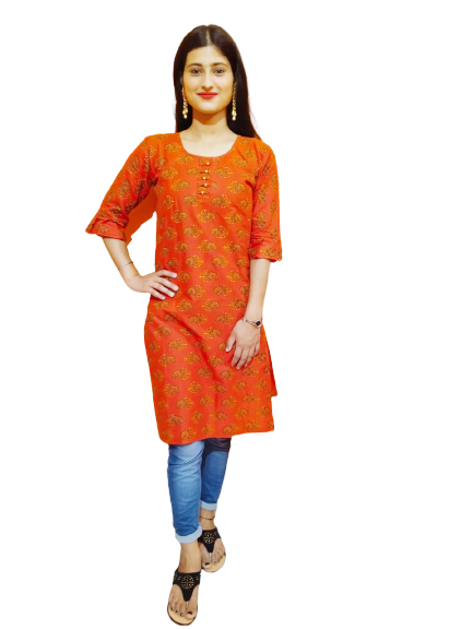 Women Red Bandhej kurti