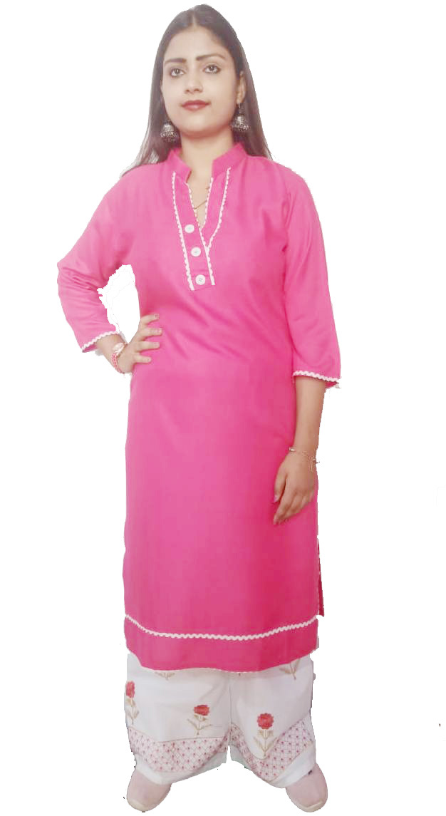  Women Rayon Kurta & Palazzo Set