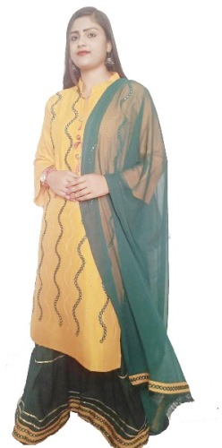 Semi Stitched Rayon Kurta Fabric Embroidered  