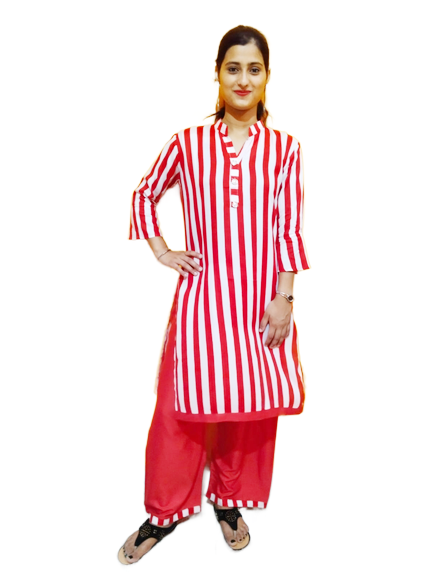 Women Rayon Kurta & Palazzo Set With Strips