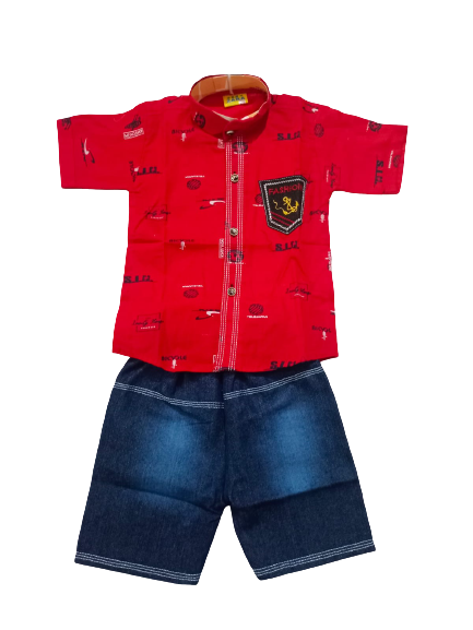 Boys Red Regular Fit Formal Shirt 