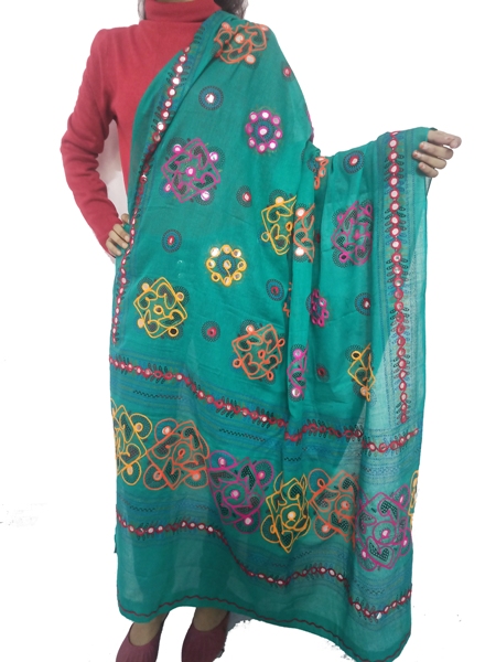 Green Mirror Work Dupatta